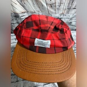 Maker Wear Red Plaid Hat Snapback One Size Baseball Cap Adjustable 100% cotton